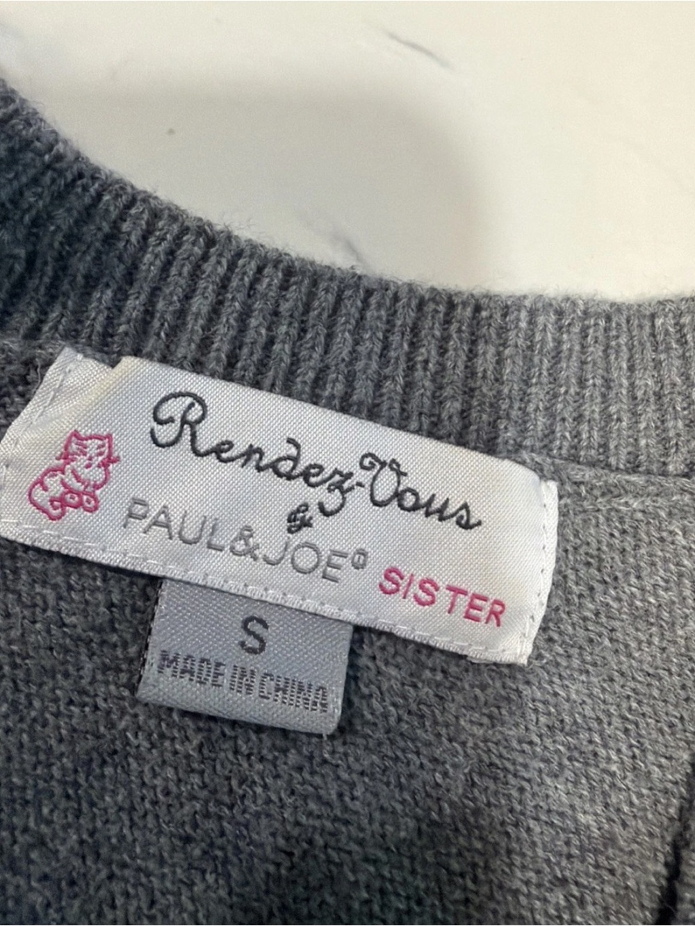 Paul & Joe Sister bird grey knit Sweater - button down Anthropologie Sz S - Picture 8 of 9
